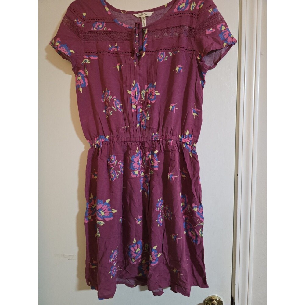 Matilda Jane Womens Size Medium Art Class Floral Boho Dress Burgandy Lightweight